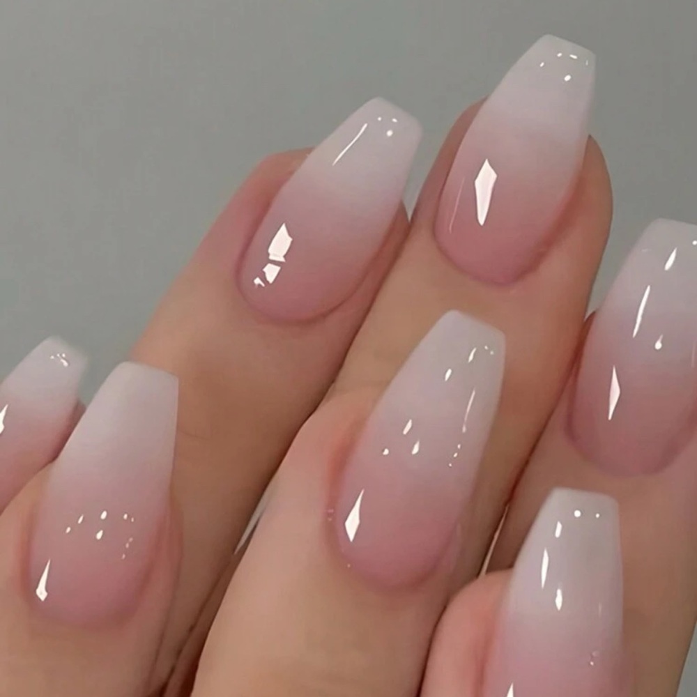 Elegant Ombre Pink and White Press-On Nails
